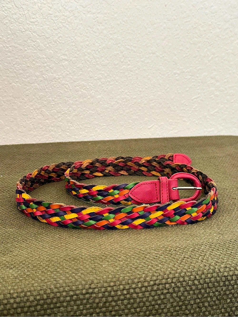 Vintage Multicolor Braided Belt 42” long (size S/M)